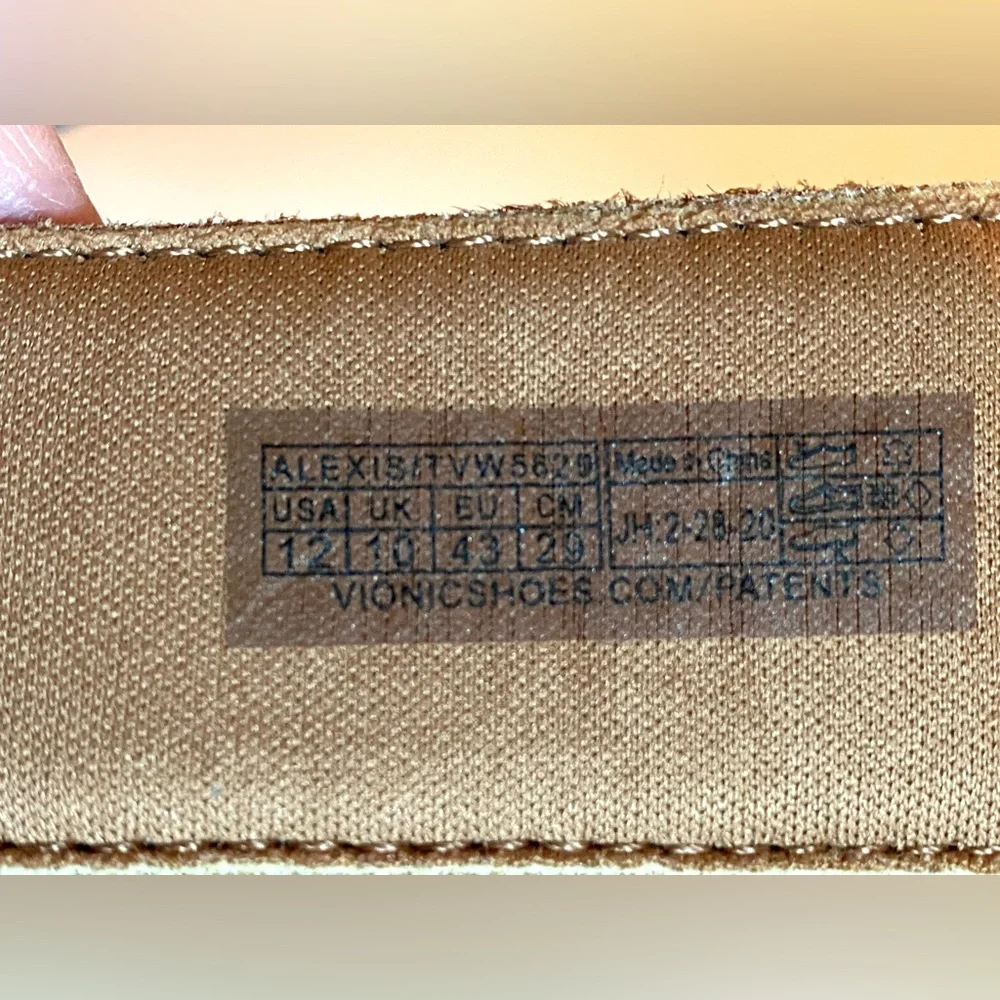 Vionic Tan Rhinestone Sandals Adjustable Straps, Slides, orthotics, size 12 - Picture 7 of 10